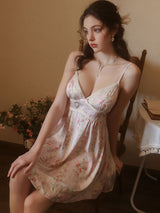 Kafiloe Lace Trim Floral Cami Nightgown