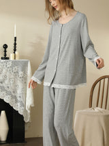 3Pcs Lace Patchwork Loungewear