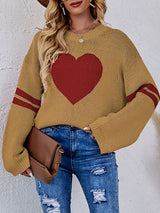 Heart Printed Crew Neck Sweater