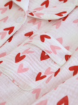 Cotton Colorful Heart Print Shirt Pajama Set