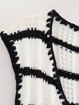 Striped Knitted Vest Long Pants Set