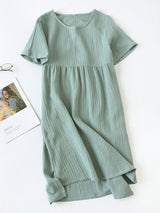 Cotton Solid Color Short Sleeve Nightdress