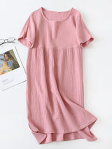 Cotton Solid Color Short Sleeve Nightdress