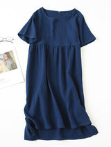 Cotton Solid Color Short Sleeve Nightdress