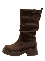 Solid Color Plarform Cowboy Mid-Calf Boots