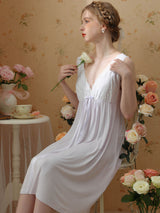 Cotton V Neck Flare Nightgown