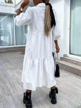 Puff Sleeve Collar Tiered Maxi Dress