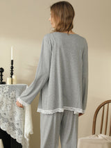 3Pcs Lace Patchwork Loungewear