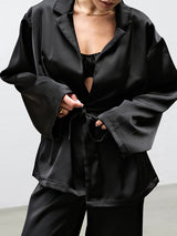 Satin Long Sleeve Robe & Vest Lounge Set