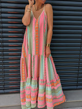 Printed Layered Maxi Camisole Dress