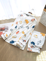 Cotton Cute Cats Printed Pajama Set