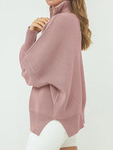 Long Sleeve Zipper Ribbed Knit Pullover