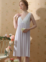 Cotton V Neck Flare Nightgown