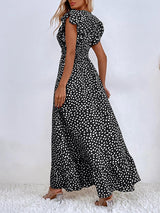 Polka Dots Ruffle Sleeve Maxi Dress