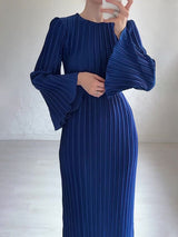 Pleated Flared Sleeve Maxi Dress