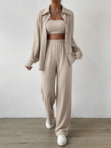 2Pcs Basic Shirt Long Pants Set