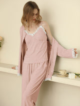 3Pcs Lace Patchwork Loungewear