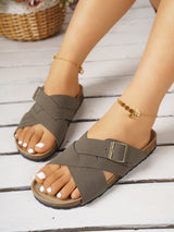 Cross Strap Buckle Beach Sandals