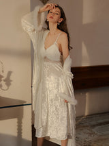 Kafiloe Velvet Lace Slip Nightgown