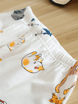 Cat Print Cotton Pajama Set