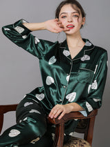 Satin Print Shirt Pajamas Set