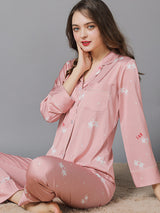 Satin Print Shirt Pajamas Set