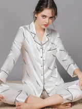 Satin Print Shirt Pajamas Set