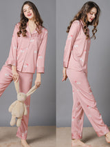 Satin Print Shirt Pajamas Set