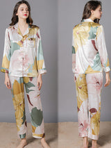 Satin Print Shirt Pajamas Set