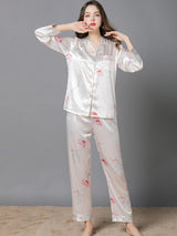 Satin Print Shirt Pajamas Set