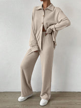 2Pcs Basic Shirt Long Pants Set