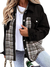 Plaid Patchwork Denim Jacket