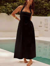 Halter Neck Cinched Waist Maxi Dress