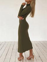 Turtleneck Crop Top Skirt Set