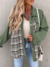 Plaid Patchwork Denim Jacket