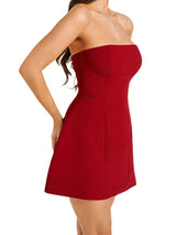 Basic Zipper Back Tube Mini Dress