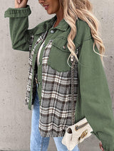 Plaid Patchwork Denim Jacket