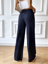 Loose Ribbed Drawstring Long Pants