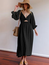 Latern Sleeve Reversible Maxi Dress