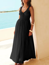 Lace Strap Drawstring Maxi Dress