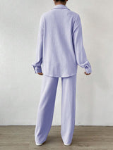 2Pcs Basic Shirt Long Pants Set