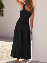 Lace Strap Drawstring Maxi Dress