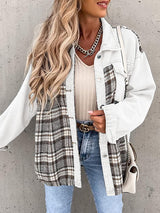 Plaid Patchwork Denim Jacket