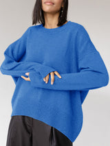 Solid Color Crew Neck Sweater