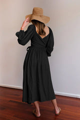 Latern Sleeve Reversible Maxi Dress