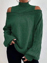 Turtleneck Cut Out Long Sleeve Sweater