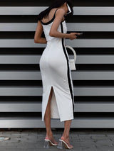 Spaghetti Strap Bodycon Slit Maxi Dress