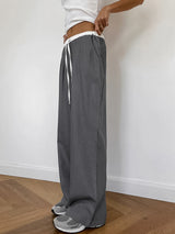 Tie Up Color Block Long Pants