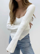 Square Neck Long Sleeve Sweater