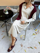 Knit Collar Midi Dress